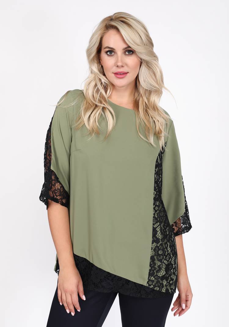 Блуза с отделкой из кружева и рукавом 3/4 шир.  750, рис. 5