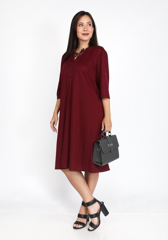 Платье-рубашка на пуговицах однотонное шир.  580, рис. 8