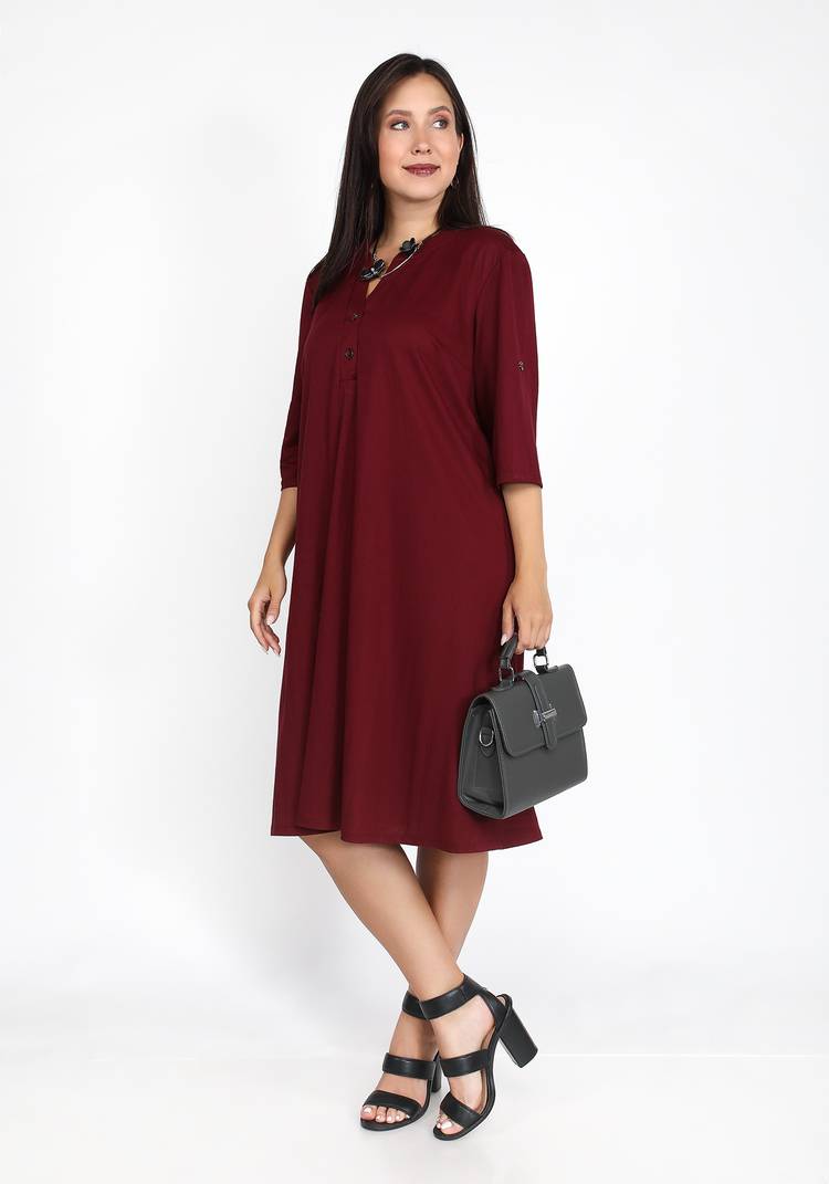 Платье-рубашка на пуговицах однотонное шир.  750, рис. 8