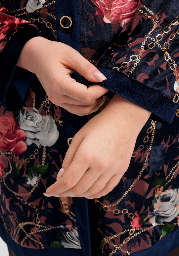 Кардиган из бархата с цветочным принтом шир.  580, рис. 5