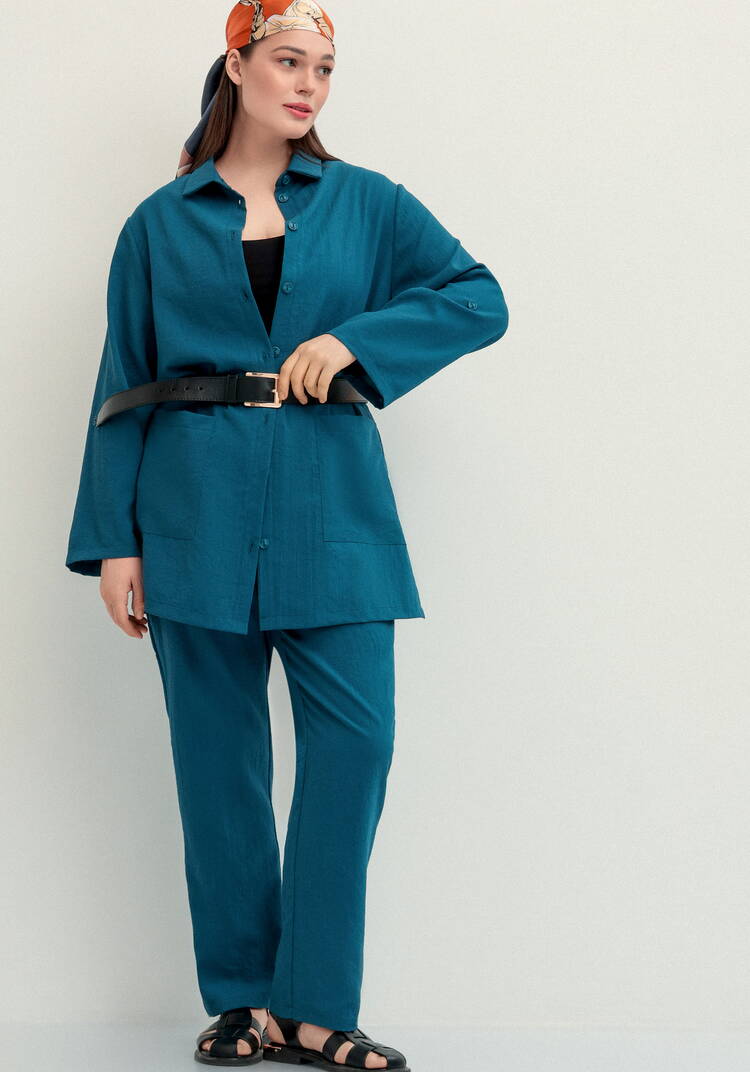 Рубашка на пуговицах свободного кроя шир.  750, рис. 34