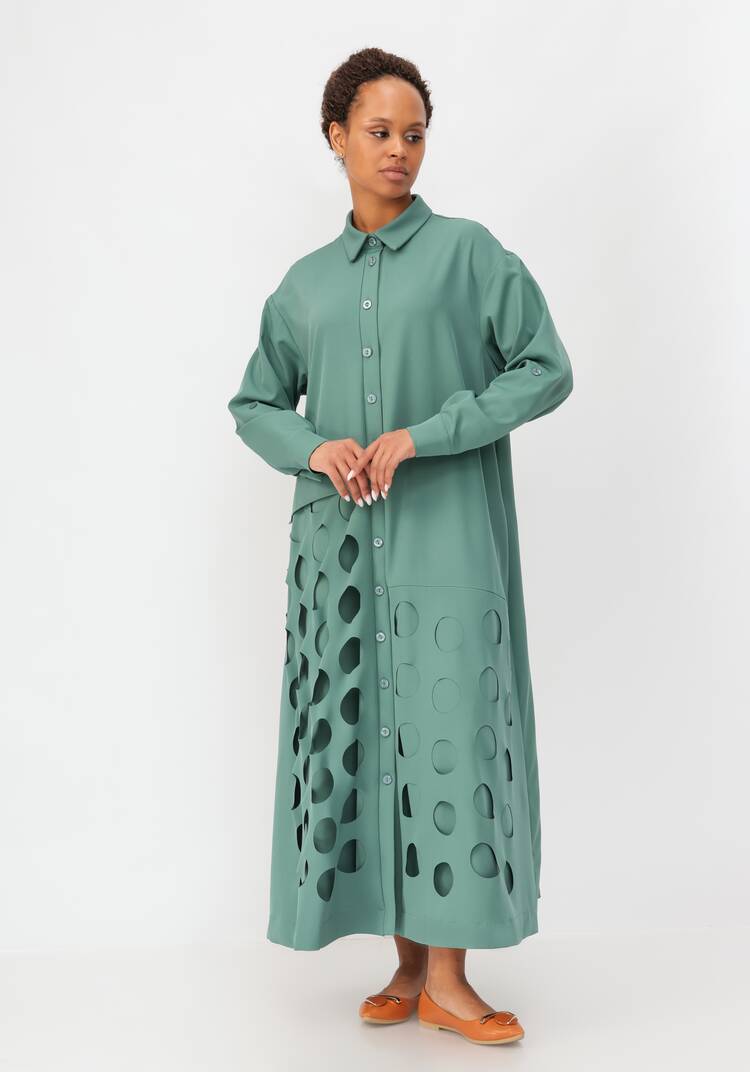 Платье-рубашка с перфорацией шир.  750, рис. 8