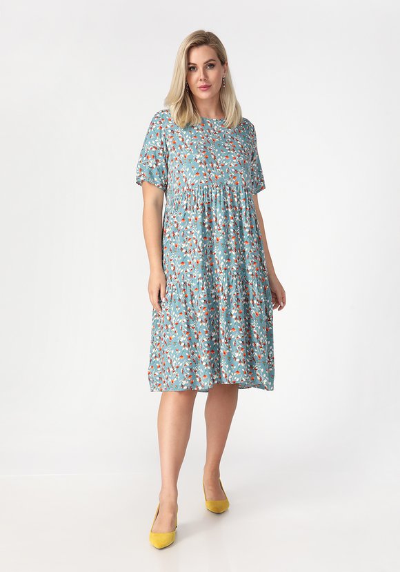 Платье с отрезной талией и коротким рукавом шир.  580, рис. 16