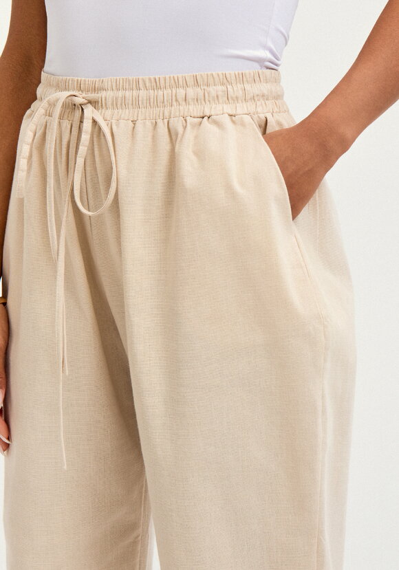 Брюки прямые изо льна с карманами шир.  580, рис. 5