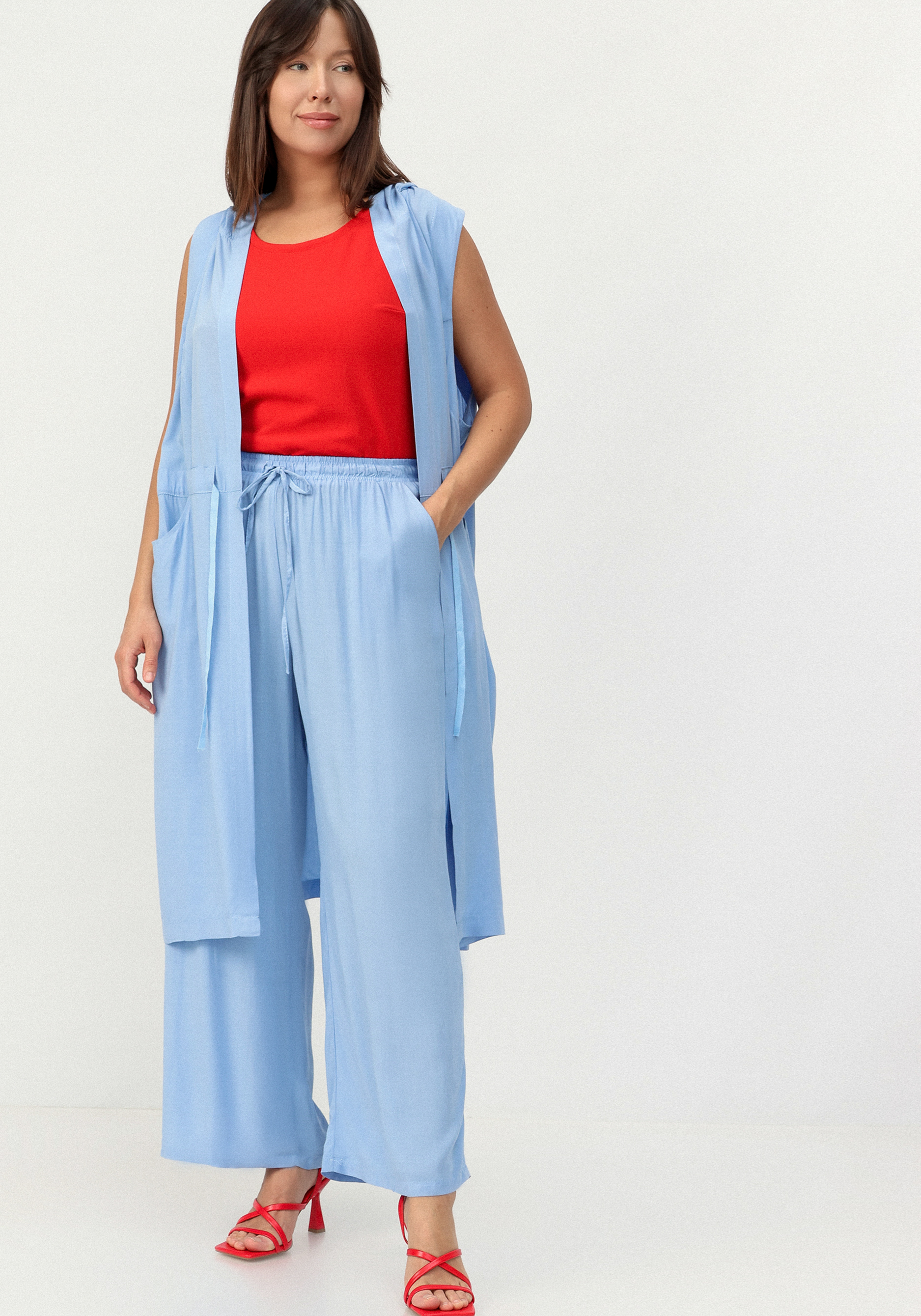 Брюки широкие на кулиске из штапеля 1299₽