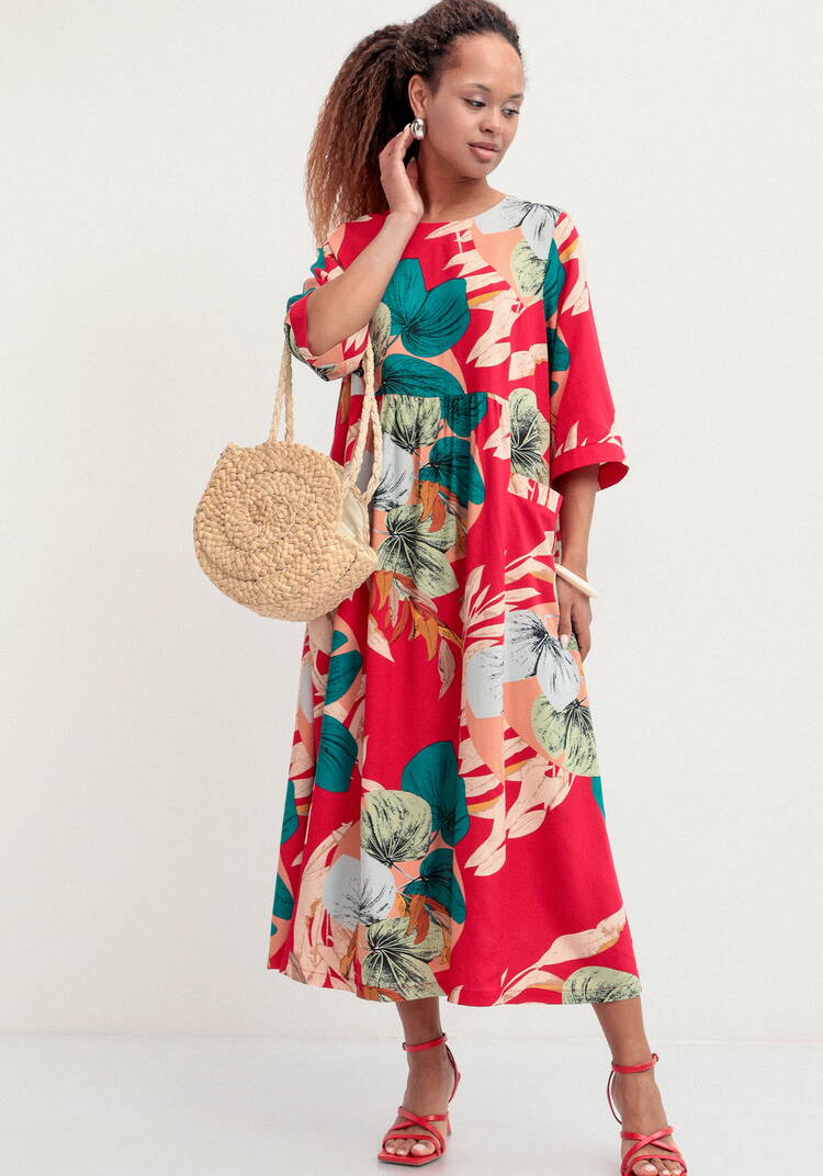 Платье из штапеля с тропическим принтом шир.  750, рис. 17