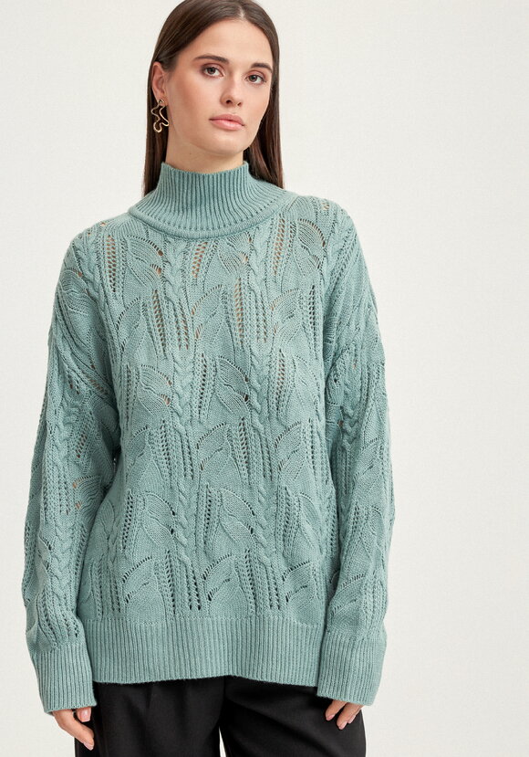 Джемпер с ажурными косами шир.  580, рис. 28