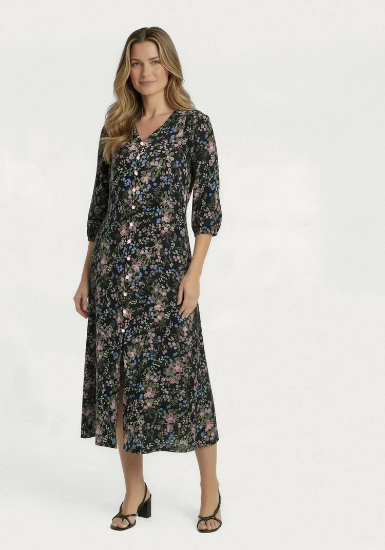 Платье с цветочным принтом на пуговицах шир.  750, рис. 4