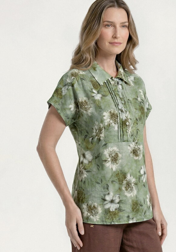 Блуза изо льна с цветочным принтом шир.  580, рис. 1