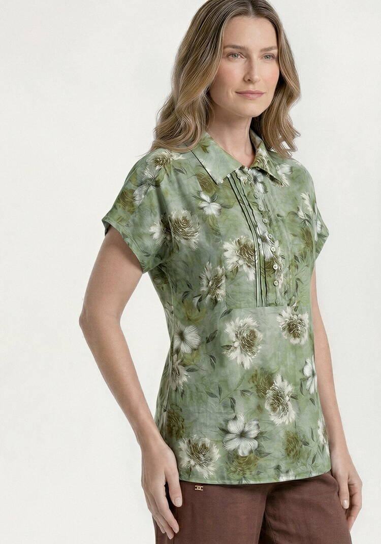 Блуза изо льна с цветочным принтом шир.  750, рис. 1