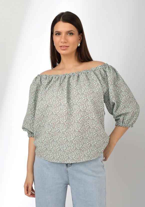 Блуза А силуэта с рукавом  фонариком шир.  580, рис. 17