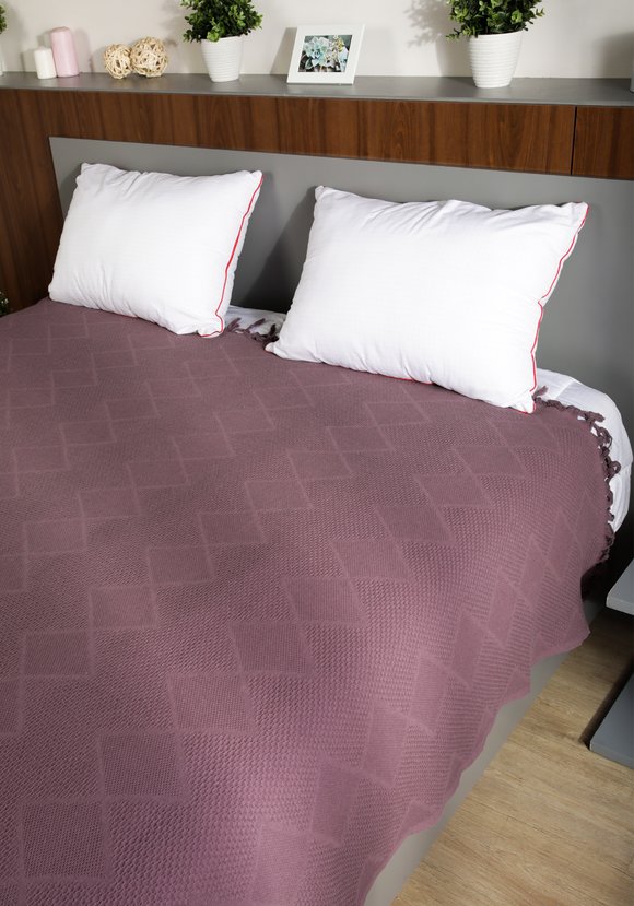 Покрывало-плед из хлопка с бахромой Айшель шир.  580, рис. 14