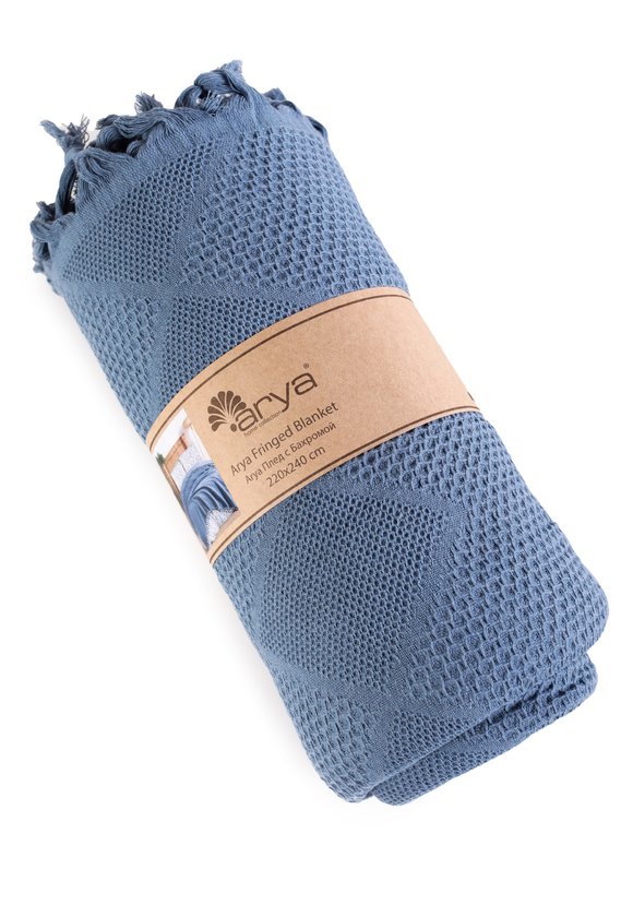 Покрывало-плед из хлопка с бахромой Айшель шир.  580, рис. 6