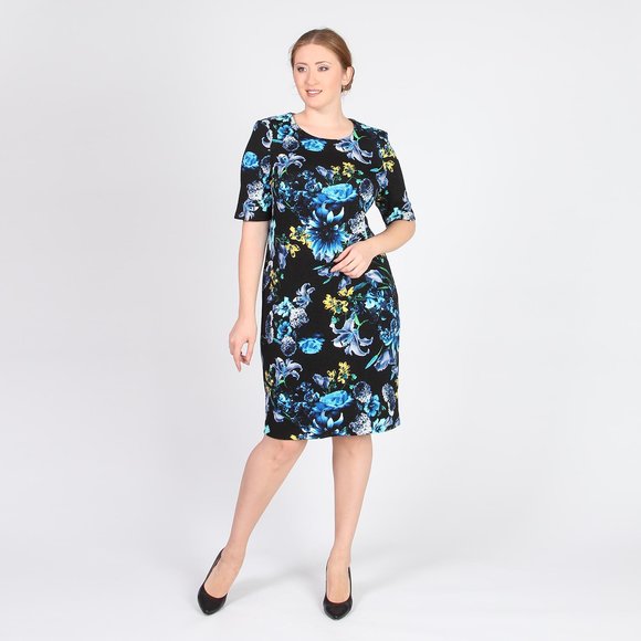 Платье с принтом цветы шир.  580, рис. 1