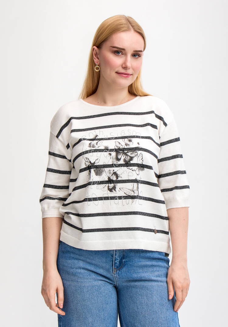 Блуза в полоску с принтом шир.  750, рис. 22