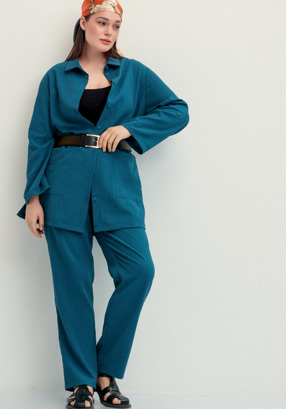 Брюки прямого кроя на резинке по поясу шир.  580, рис. 35