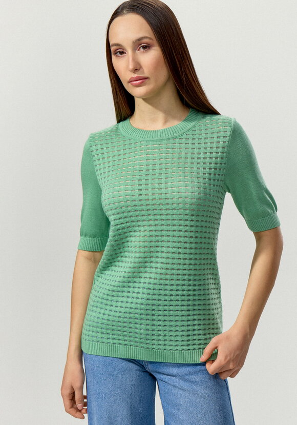 Джемпер с передней полочкой ажурной вязки шир.  580, рис. 12