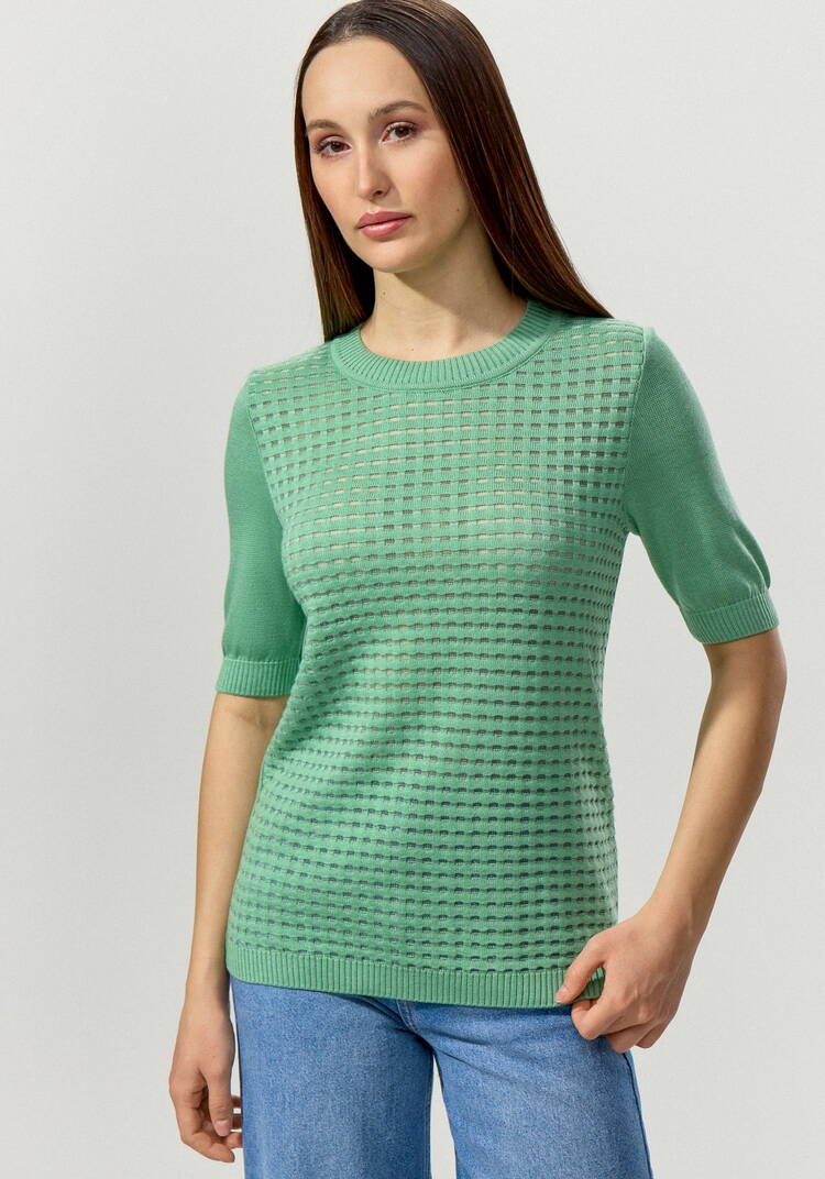 Джемпер с передней полочкой ажурной вязки шир.  750, рис. 12