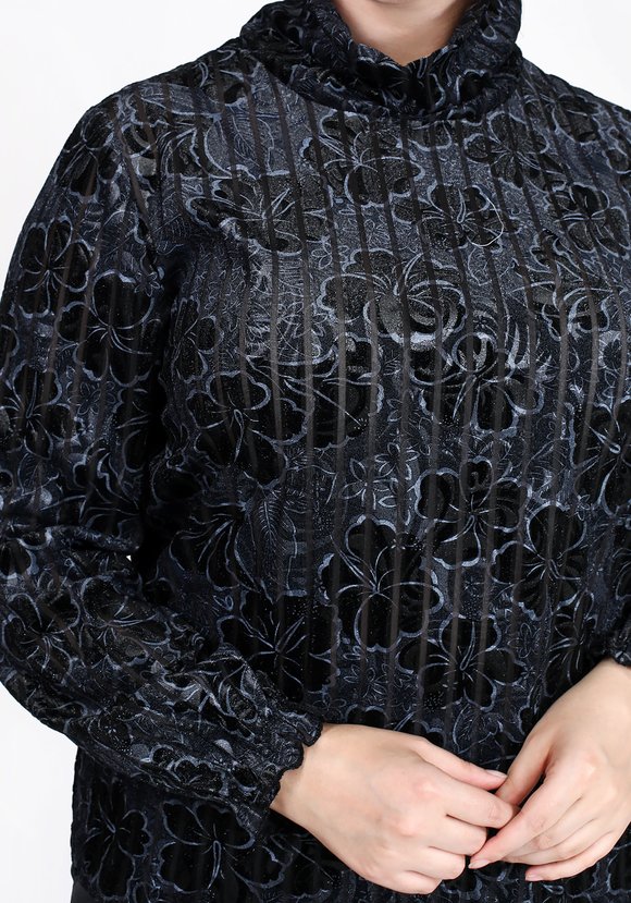 Блуза с воротником хомут и длинным рукавом шир.  580, рис. 8