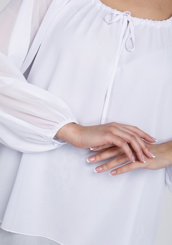 Блуза из шифона с воротом на кулиске шир.  580, рис. 10