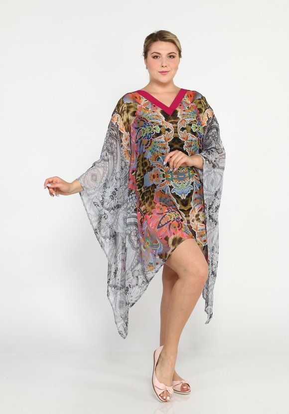 Накидка с принтом и поясом шир.  580, рис. 6