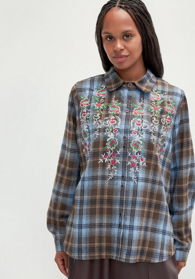 Рубашка в клетку с принтом шир.  750, рис. 4