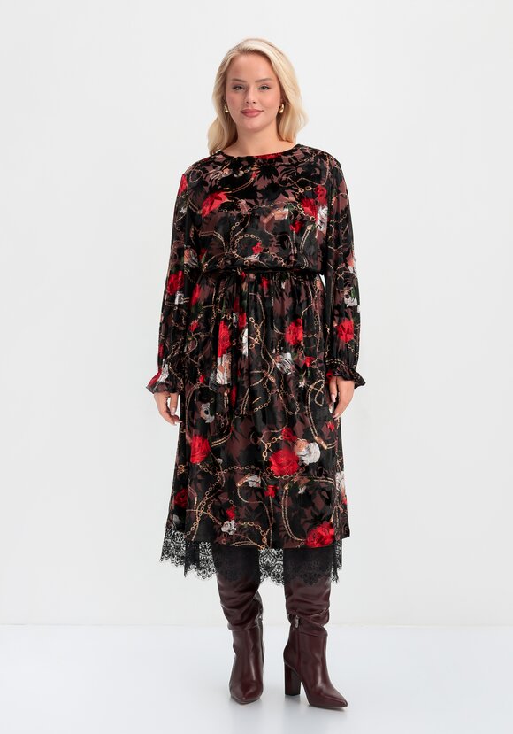 Платье с цветочным принтом из креш бархата шир.  580, рис. 4