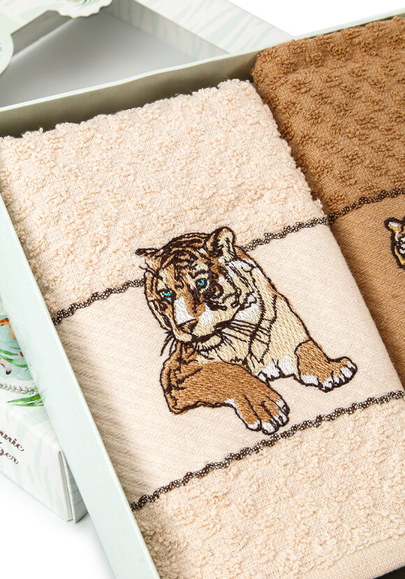 Набор махровых салфеток Тигр, 2 шт. шир.  580, рис. 6