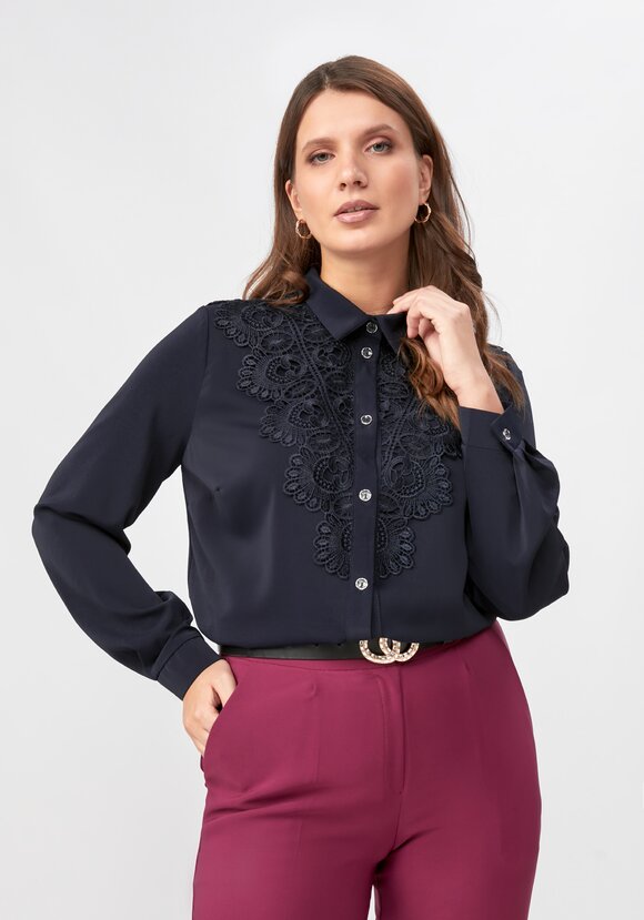 Блуза прямого кроя с ажурным кружевом шир.  580, рис. 37