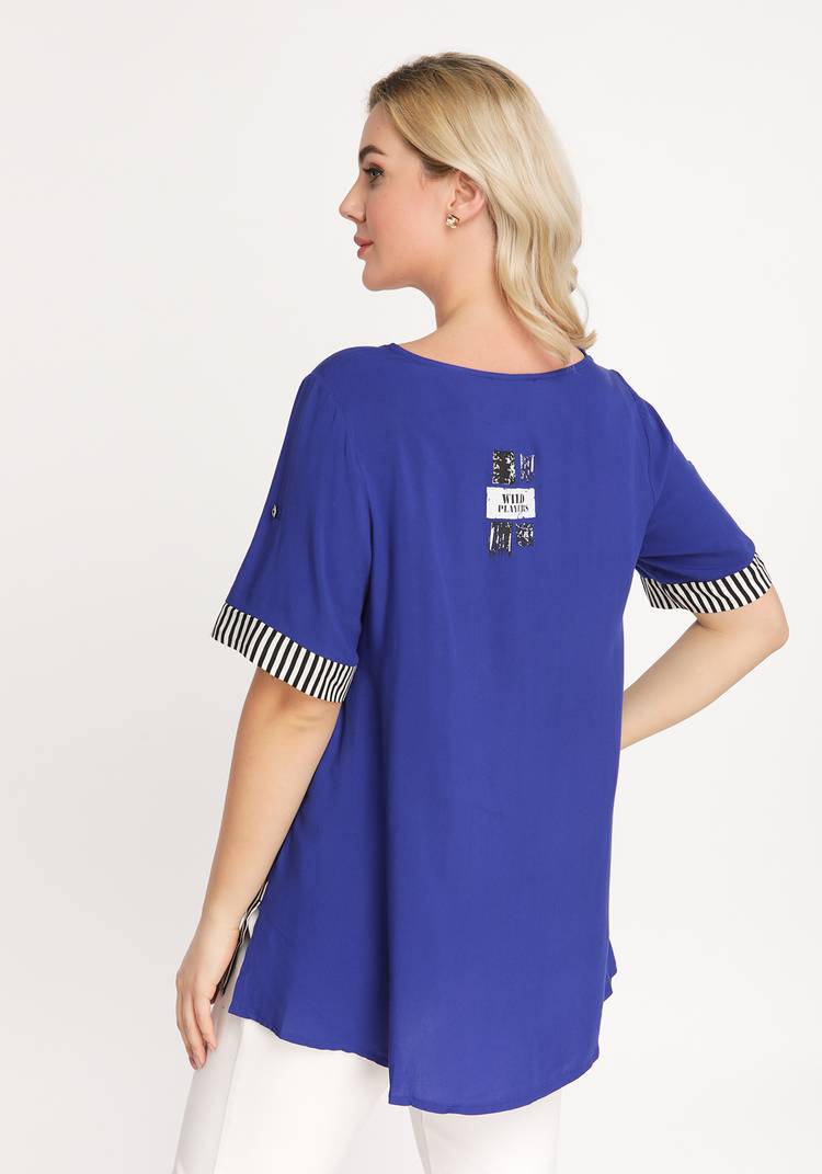 Блуза с принтом и контрастными вставками шир.  750, рис. 7