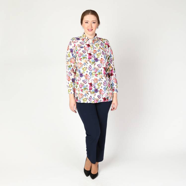 Блуза классического кроя с разрезами шир.  750, рис. 1