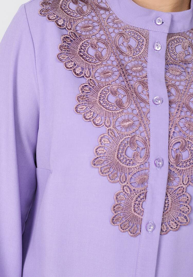 Блуза на пуговицах с ажурным кружевом шир.  750, рис. 20