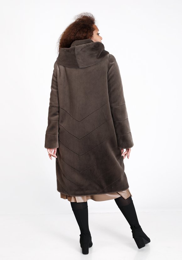 Шуба из эко норки длины миди шир.  580, рис. 2