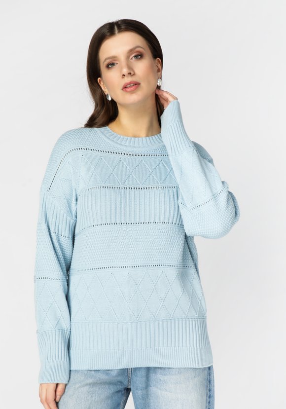 Джемпер женский со структурной вязкой шир.  580, рис. 1