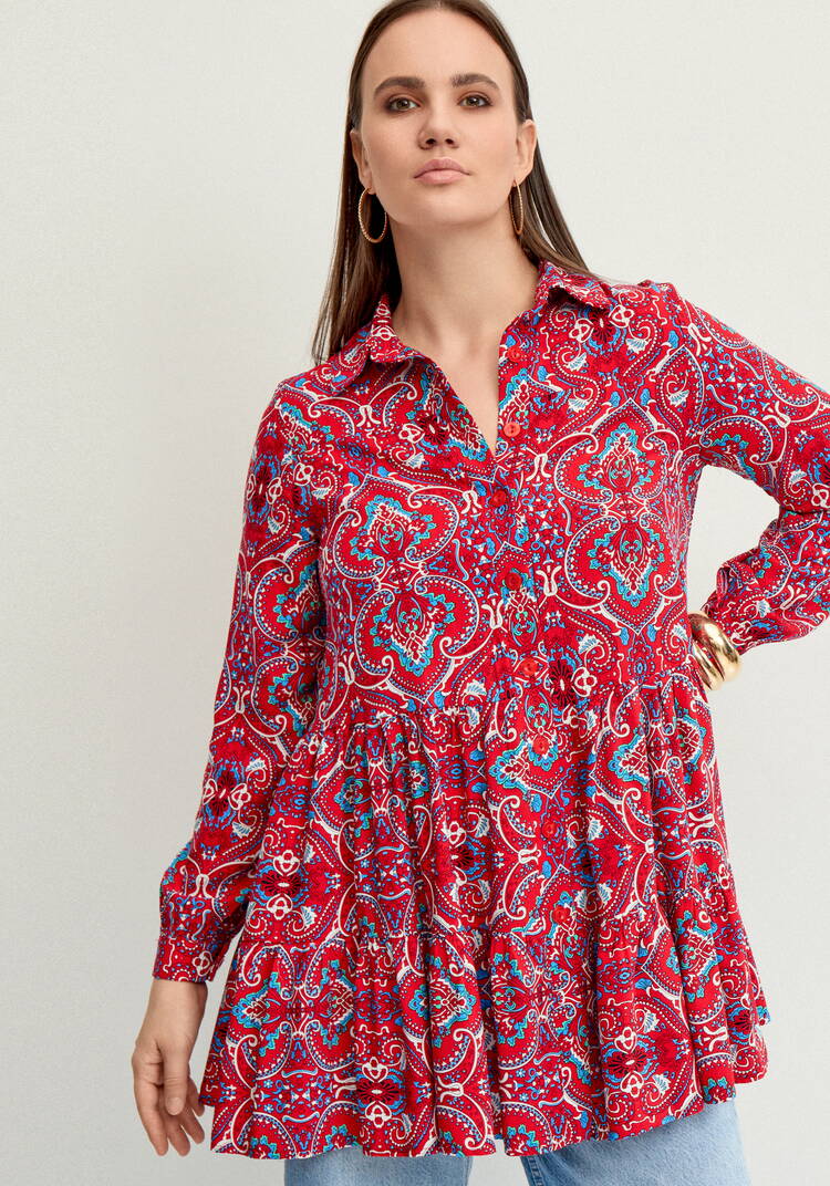 Блуза А-силуэта с ярусами шир.  750, рис. 15