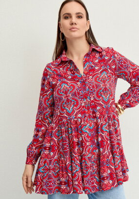 Блуза А-силуэта с ярусами