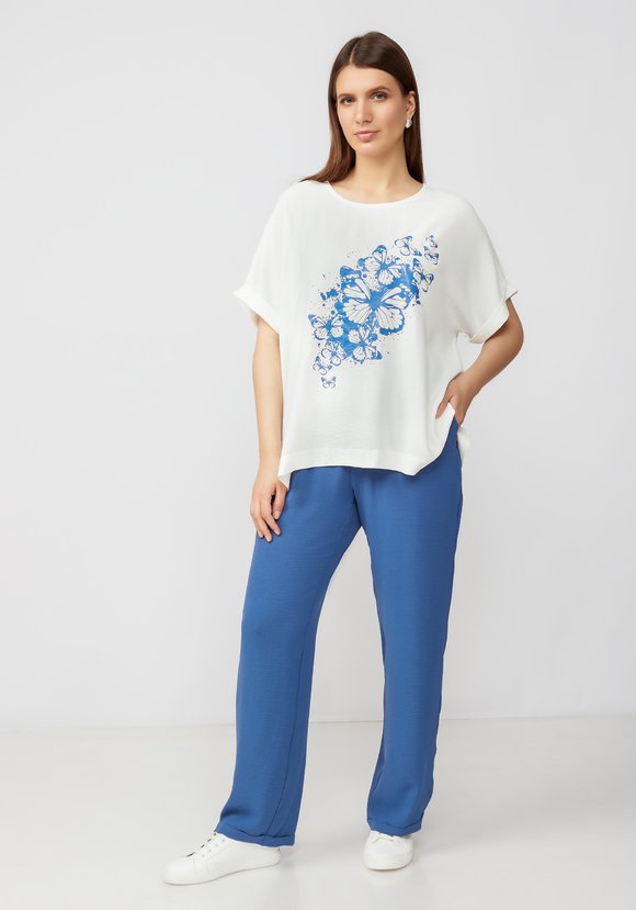 Комплект с ярким принтом на блузе шир.  580, рис. 1