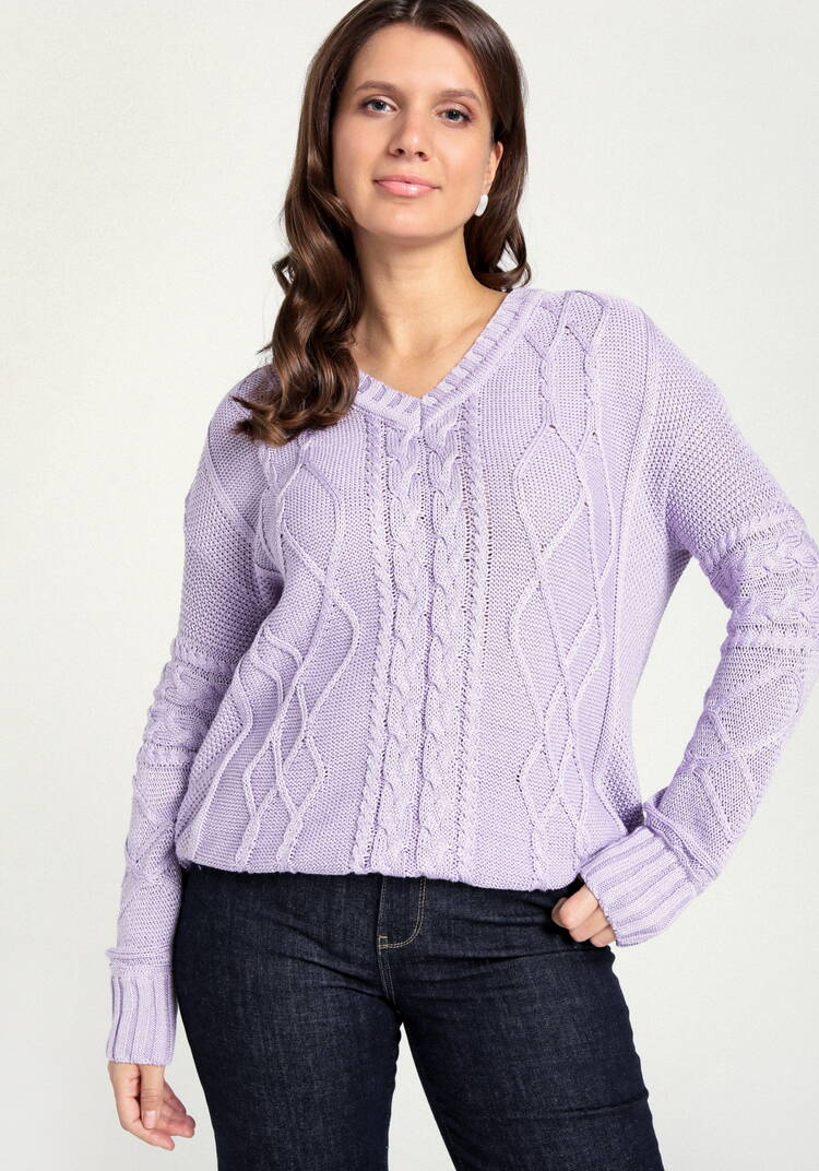 Джемпер с V-образным вырезом и косами шир.  750, рис. 21