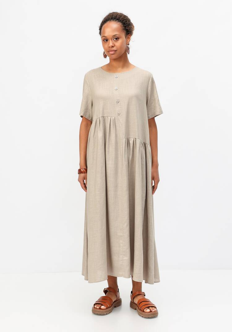 Платье с декоративной планкой и пуговицами шир.  750, рис. 4