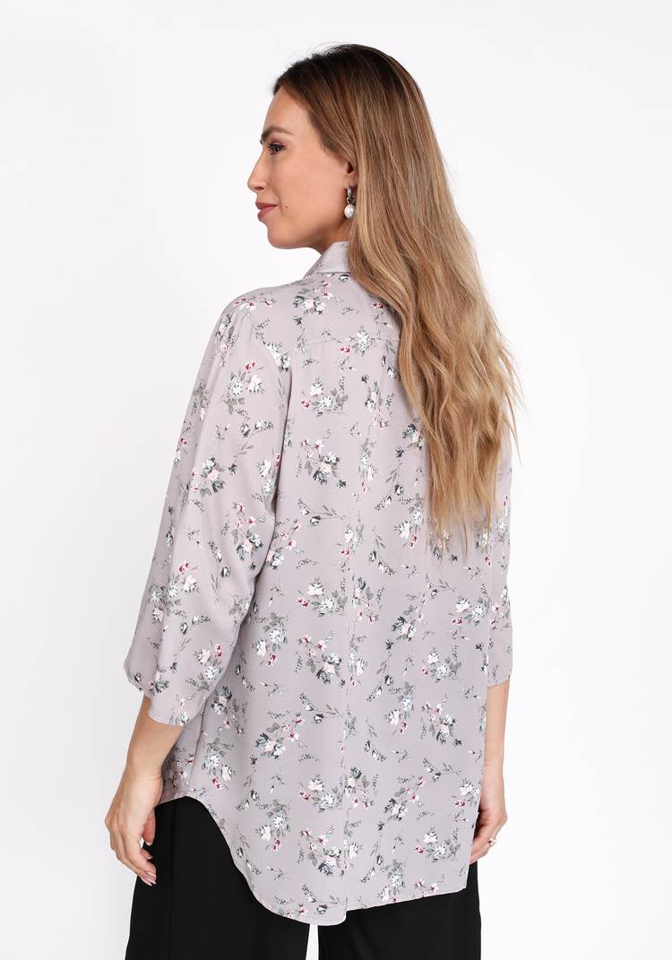 Рубашка на пуговицах с цветочным принтом шир.  750, рис. 6