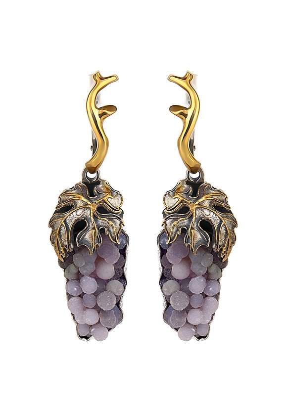 Серьги серебряные Виноградная гроздь шир.  580, рис. 1