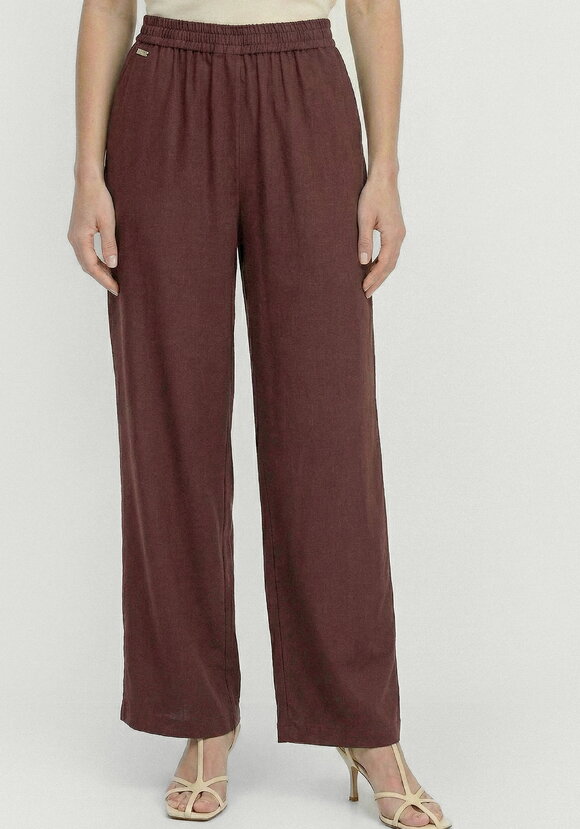 Брюки от бедра прямые изо льна шир.  580, рис. 16