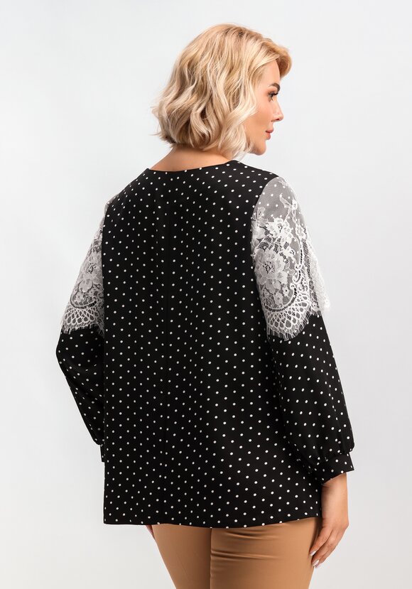 Блуза с кружевом по плечам шир.  580, рис. 30