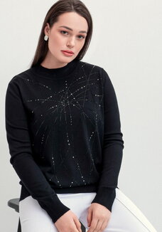 Джемпер с абстрактными полосками из страз