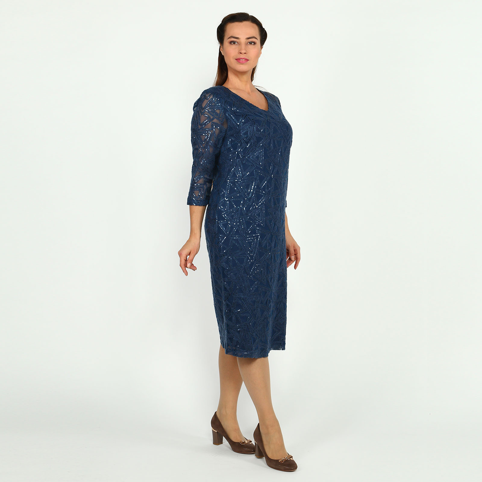 Платье с рисунком из пайеток Elletto Life, размер 62, цвет синий - фото 3