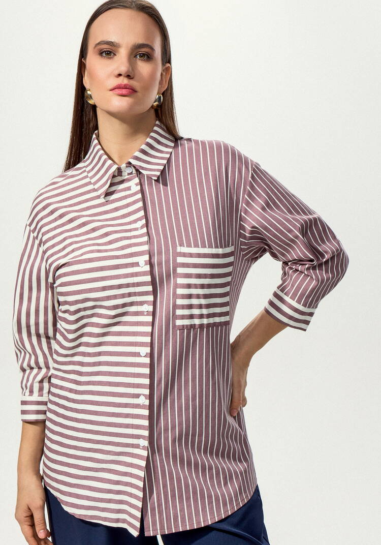 Рубашка в полоску колор-блок шир.  750, рис. 15