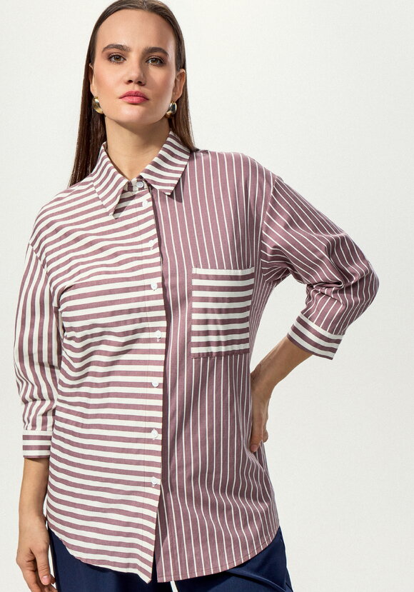 Рубашка в полоску колор-блок шир.  580, рис. 15