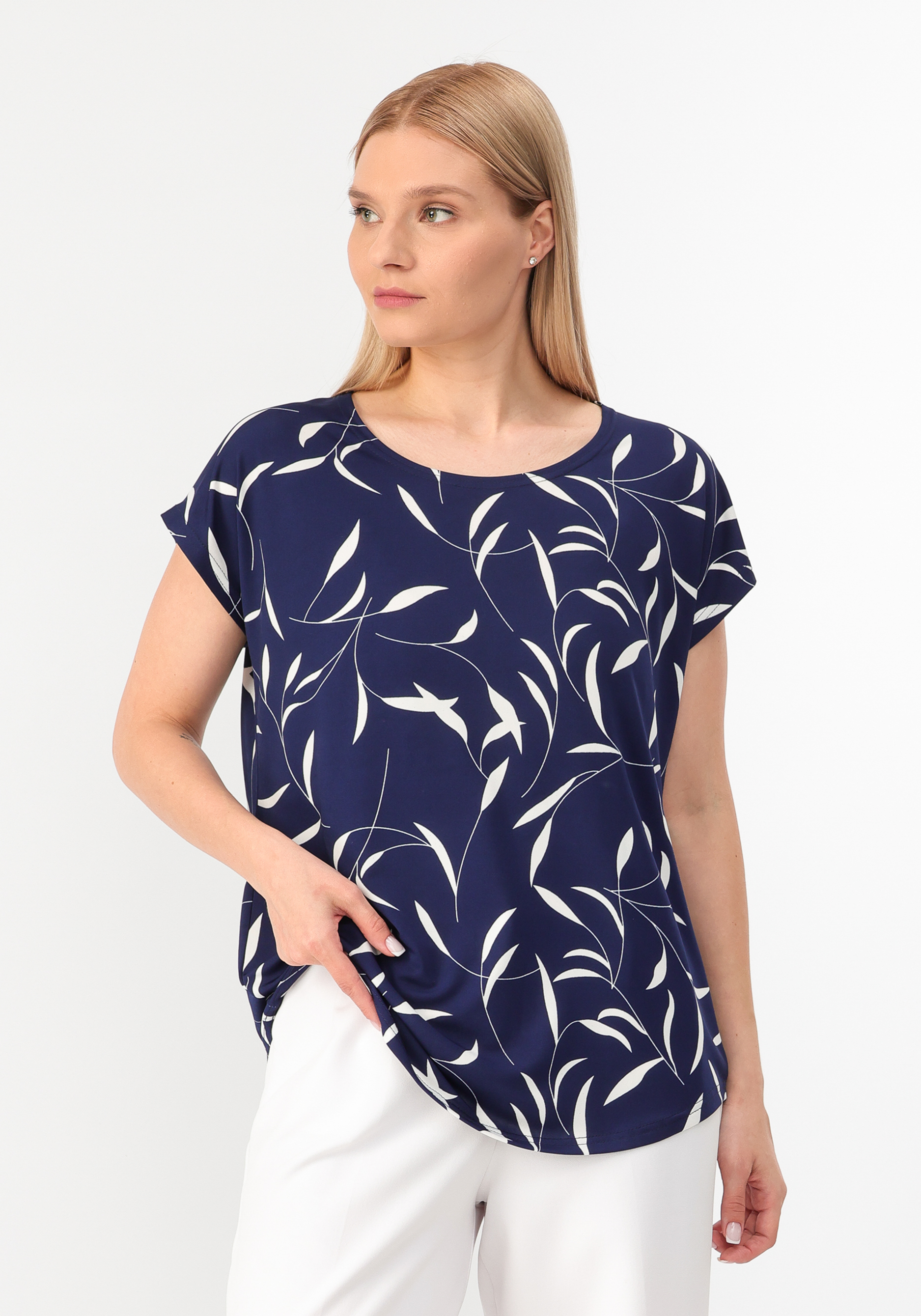 Блуза "Калли" ВелюрТекс, цвет синий, размер 50