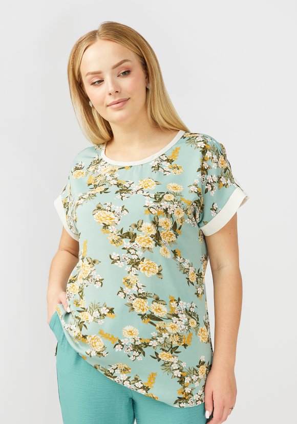 Блуза прямого силуэта с цветочным принтом шир.  580, рис. 9