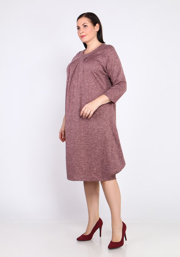 Платье-миди однотонное с длинным рукавом шир.  580, рис. 10